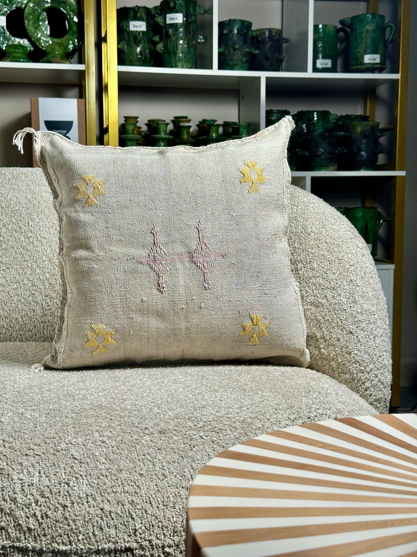 Cactus Silk Pillow | White