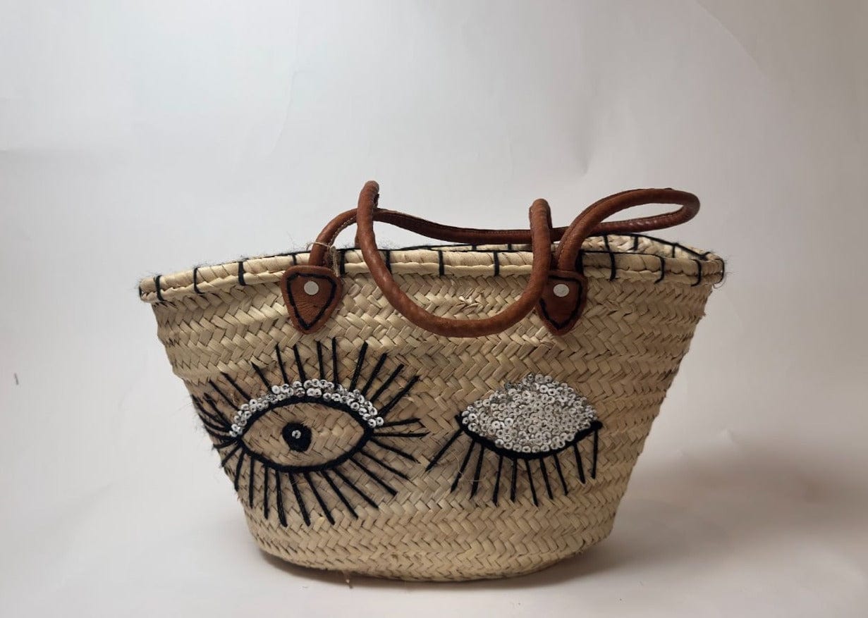 Straw Moroccan Beach Bag | "Eyes of Marrakech"