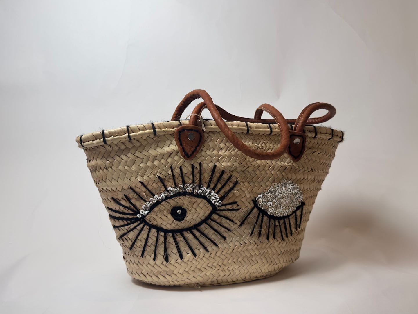 Straw Moroccan Beach Bag | "Eyes of Marrakech"
