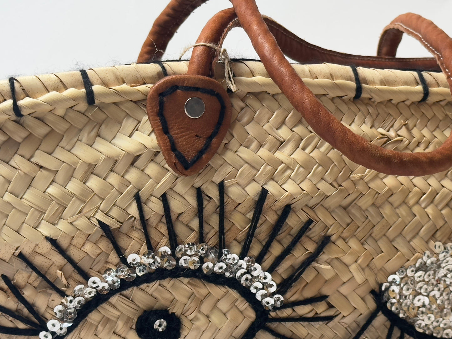 Straw Moroccan Beach Bag | "Eyes of Marrakech"