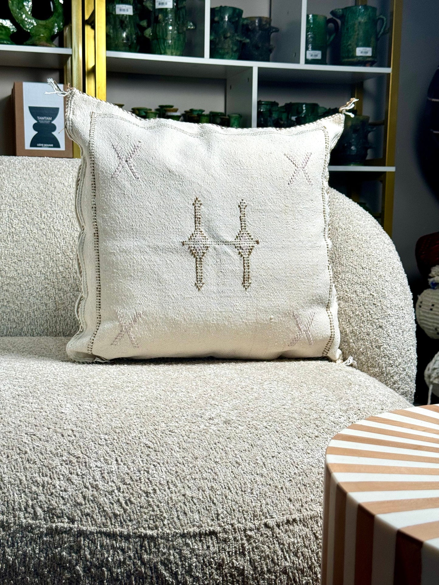 Cactus Silk Pillow | White