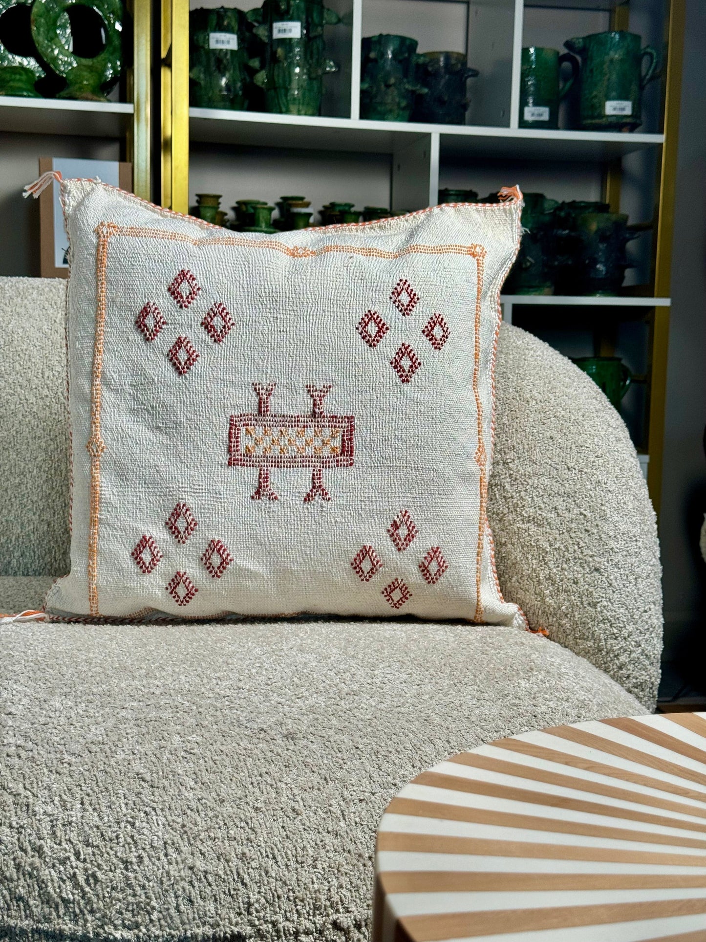 Cactus Silk Pillow | White