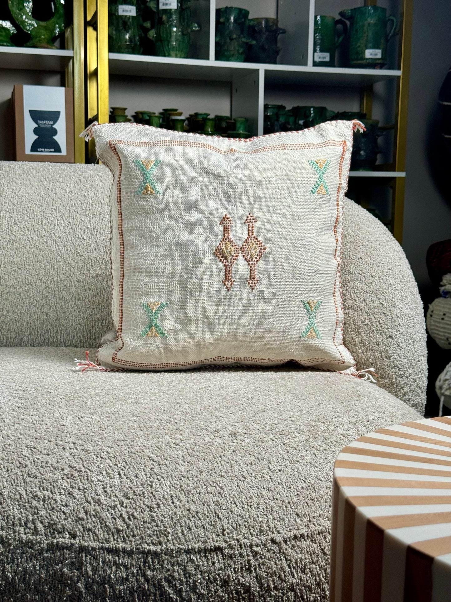 Cactus Silk Pillow | White