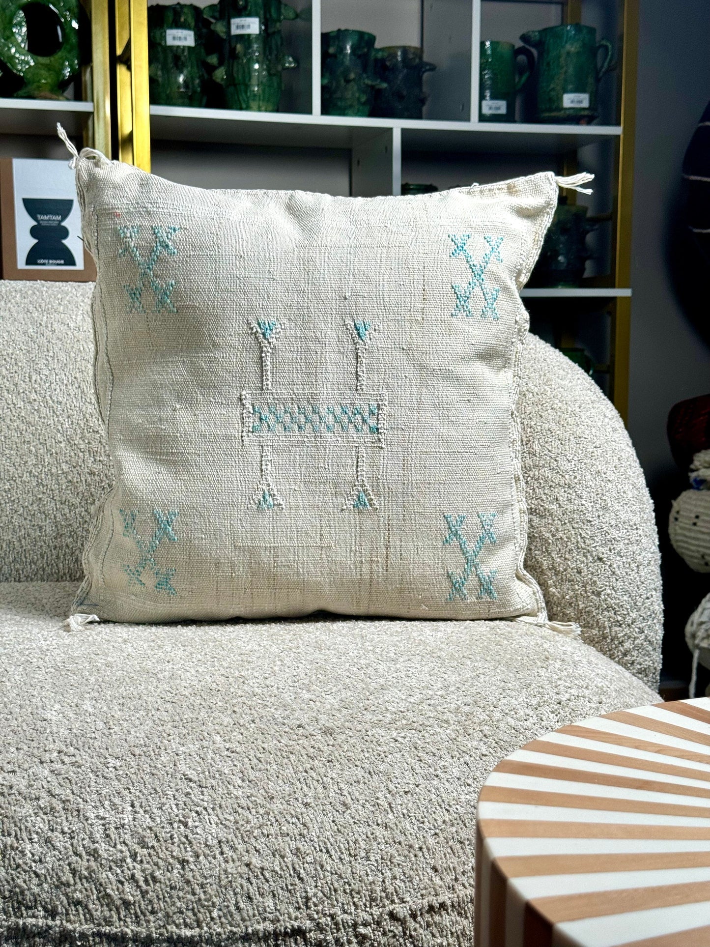 Cactus Silk Pillow | White