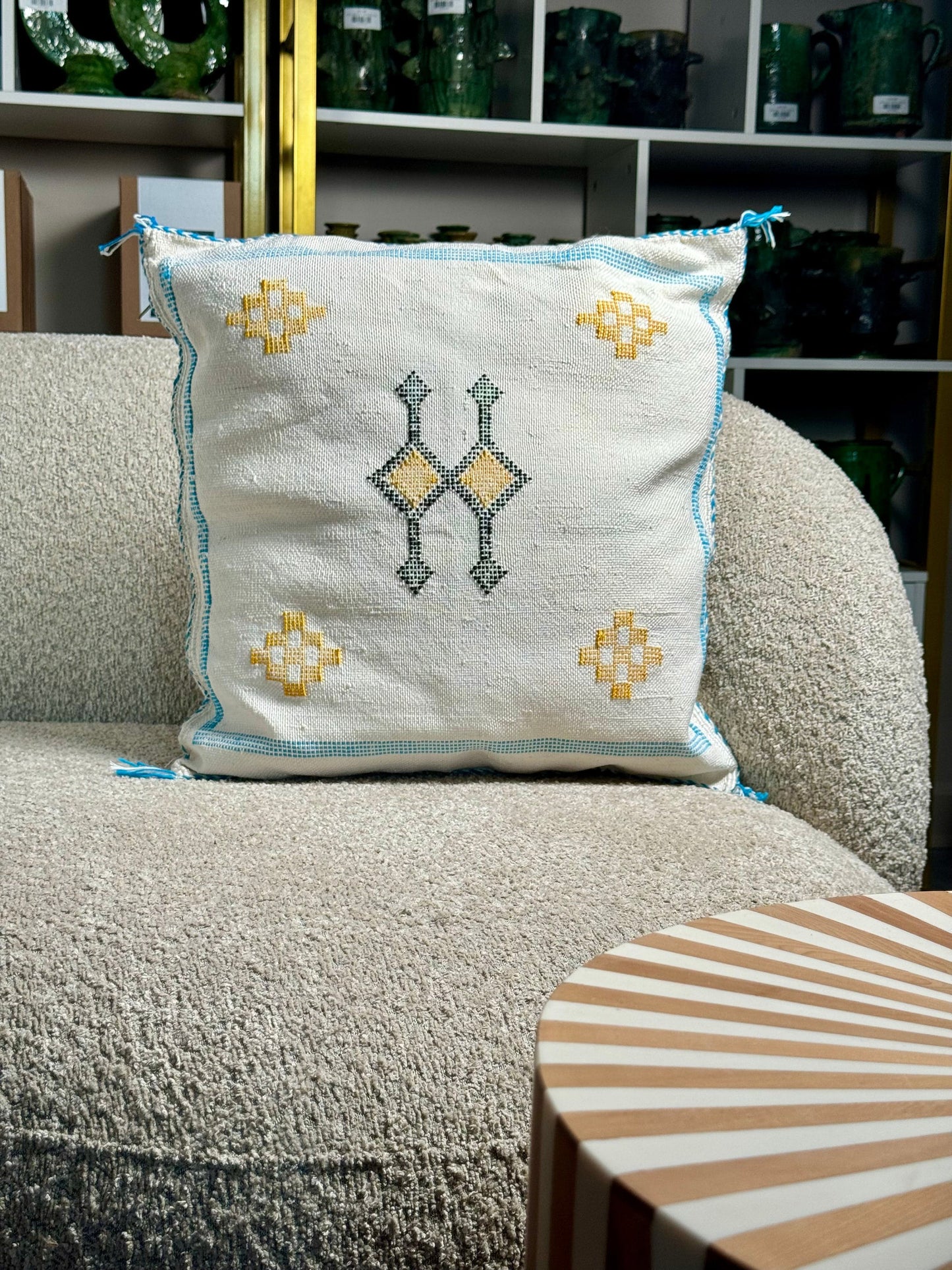 Cactus Silk Pillow | White