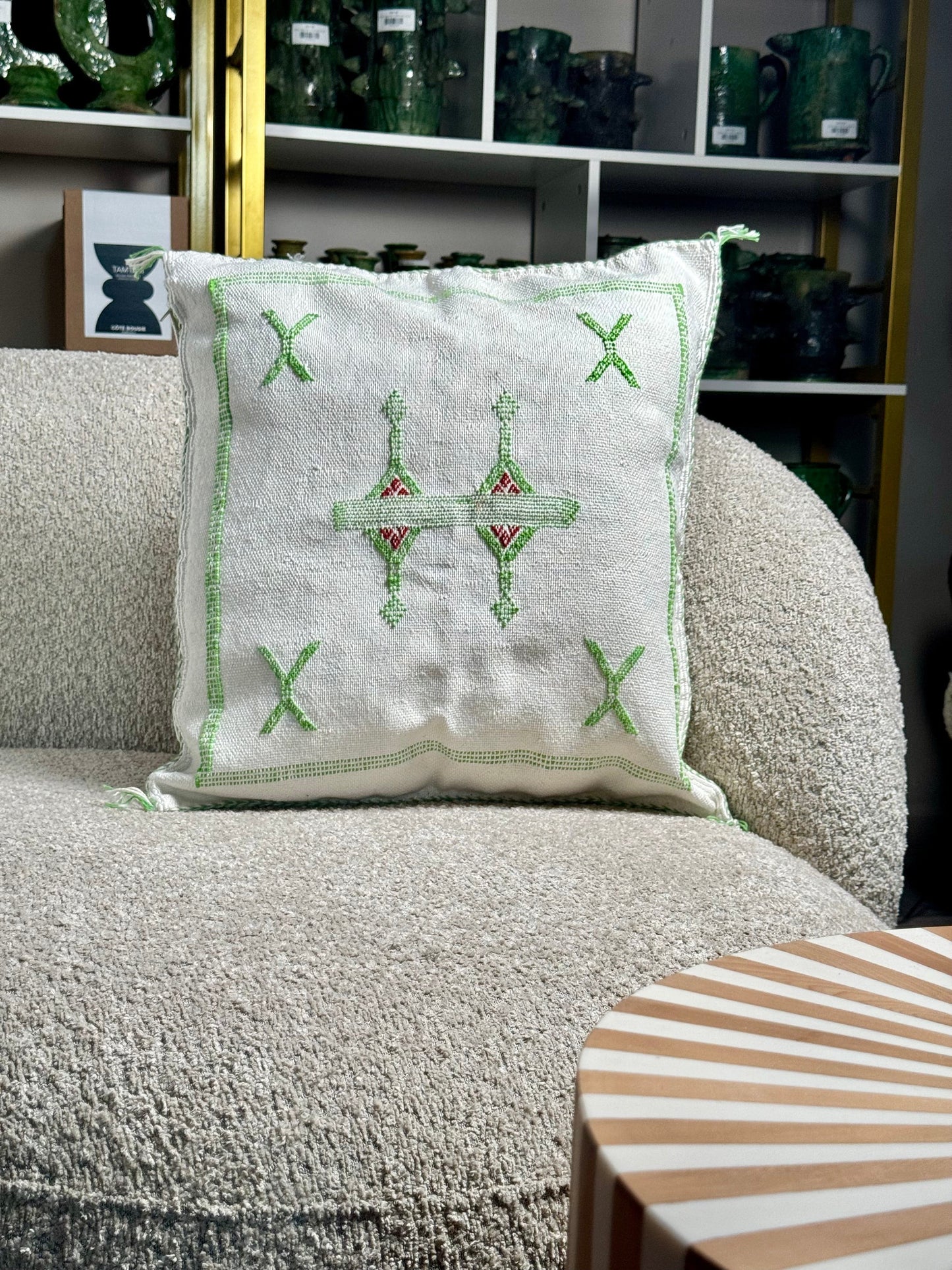 Cactus Silk Pillow | White
