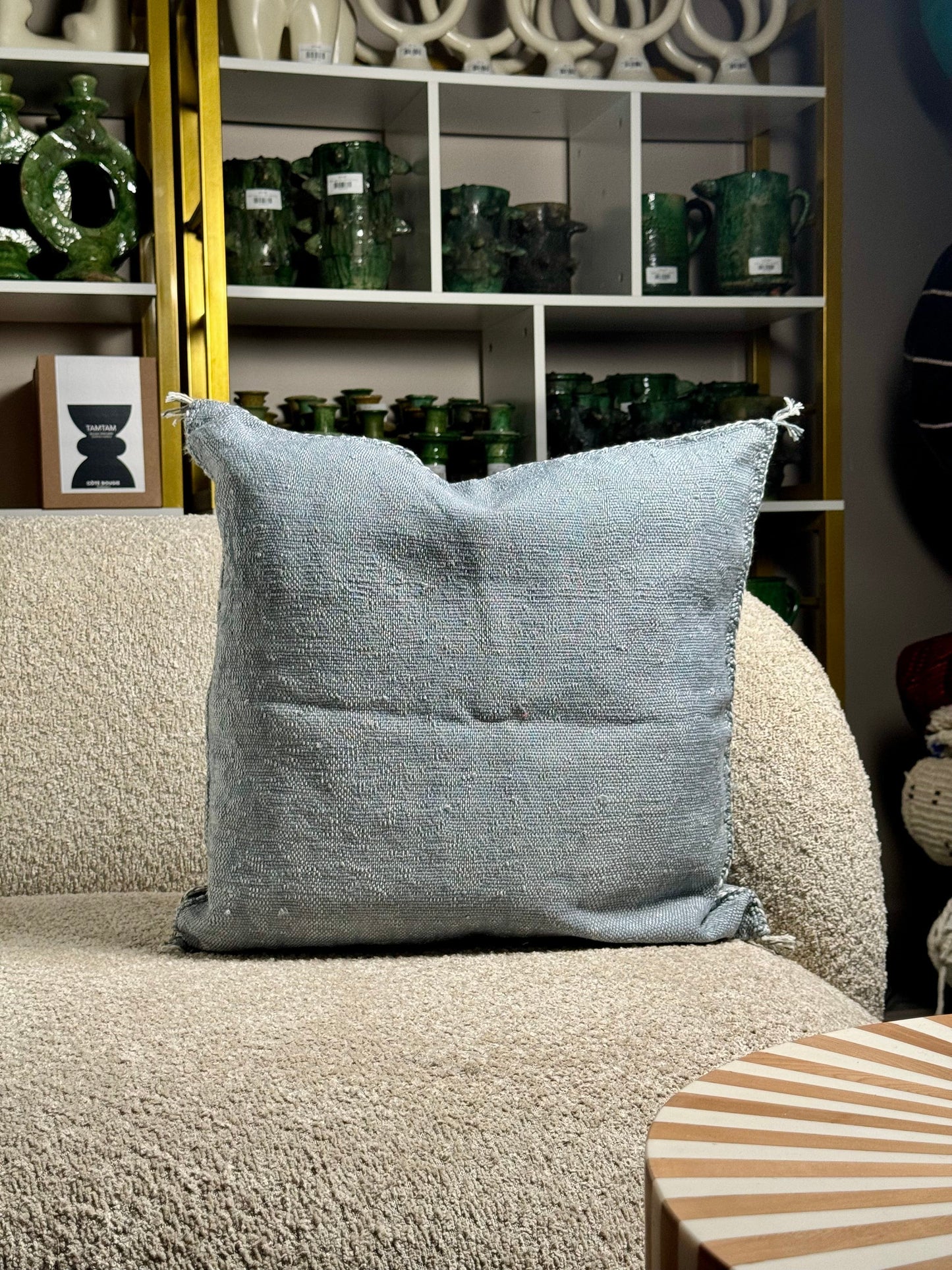 Cactus Silk Pillow | Dusty Blue