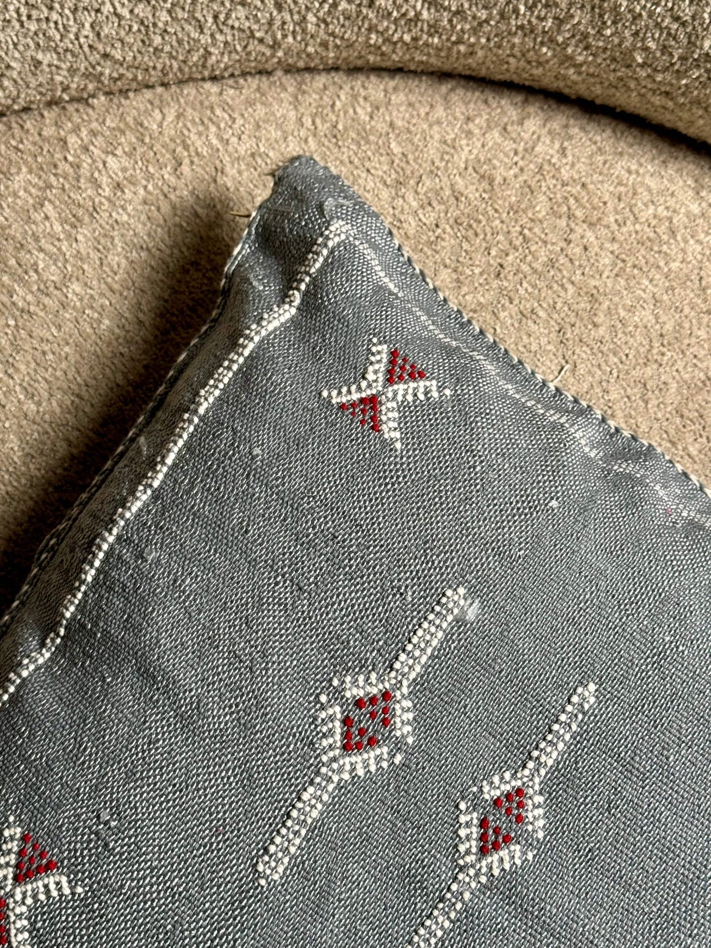 Cactus Silk Pillow | Dusty Blue