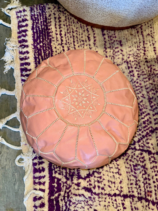 Peach Leather Pouf